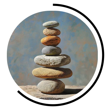 Badge icon of a tower of stones blue 